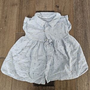 Bebetto Baby Dress 12–18M Blue Button Front with Textured Dots